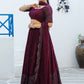 Rajwada Wine Georgette Embellished Semi Stitched Lehenga With Unstitched Blouse For Women