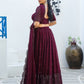 Rajwada Wine Georgette Embellished Semi Stitched Lehenga With Unstitched Blouse For Women