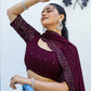 Rajwada Wine Georgette Embellished Semi Stitched Lehenga With Unstitched Blouse For Women