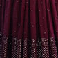 Rajwada Wine Georgette Embellished Semi Stitched Lehenga With Unstitched Blouse For Women