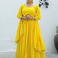 Rajwada Yellow Georgette Embellished Semi Stitched Lehenga With Unstitched Blouse For Women