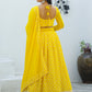 Rajwada Yellow Georgette Embellished Semi Stitched Lehenga With Unstitched Blouse For Women