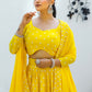 Rajwada Yellow Georgette Embellished Semi Stitched Lehenga With Unstitched Blouse For Women