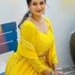 Rajwada Yellow Georgette Embellished Semi Stitched Lehenga With Unstitched Blouse For Women
