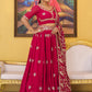 Rajwada Magenta Georgette Embroidered Semi Stitched Lehenga With Unstitched Blouse For Women