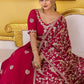 Rajwada Magenta Georgette Embroidered Semi Stitched Lehenga With Unstitched Blouse For Women