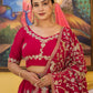 Rajwada Magenta Georgette Embroidered Semi Stitched Lehenga With Unstitched Blouse For Women