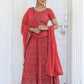 Rajwada Red Georgette Embellished Semi Stitched Lehenga With Unstitched Blouse For Women
