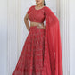 Rajwada Red Georgette Embellished Semi Stitched Lehenga With Unstitched Blouse For Women