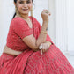 Rajwada Red Georgette Embellished Semi Stitched Lehenga With Unstitched Blouse For Women