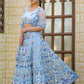 Rajwada Blue Net Embroidered Semi Stitched Lehenga With Unstitched Blouse For Women
