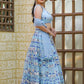 Rajwada Blue Net Embroidered Semi Stitched Lehenga With Unstitched Blouse For Women
