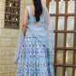 Rajwada Blue Net Embroidered Semi Stitched Lehenga With Unstitched Blouse For Women
