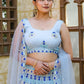 Rajwada Blue Net Embroidered Semi Stitched Lehenga With Unstitched Blouse For Women