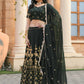 Rajwada Green Georgette Embroidered Semi Stitched Lehenga With Unstitched Blouse For Women