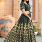 Rajwada Green Georgette Embroidered Semi Stitched Lehenga With Unstitched Blouse For Women