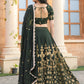 Rajwada Green Georgette Embroidered Semi Stitched Lehenga With Unstitched Blouse For Women