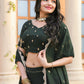 Rajwada Green Georgette Embroidered Semi Stitched Lehenga With Unstitched Blouse For Women