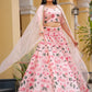 Rajwada Pink Silk Embroidered Semi Stitched Lehenga With Unstitched Blouse For Women