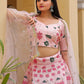 Rajwada Pink Silk Embroidered Semi Stitched Lehenga With Unstitched Blouse For Women