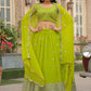 Rajwada Green Georgette Embellished Semi Stitched Lehenga With Unstitched Blouse For Women