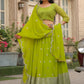 Rajwada Green Georgette Embellished Semi Stitched Lehenga With Unstitched Blouse For Women