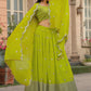 Rajwada Green Georgette Embellished Semi Stitched Lehenga With Unstitched Blouse For Women