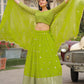 Rajwada Green Georgette Embellished Semi Stitched Lehenga With Unstitched Blouse For Women