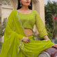 Rajwada Green Georgette Embellished Semi Stitched Lehenga With Unstitched Blouse For Women