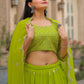 Rajwada Green Georgette Embellished Semi Stitched Lehenga With Unstitched Blouse For Women