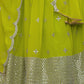 Rajwada Green Georgette Embellished Semi Stitched Lehenga With Unstitched Blouse For Women