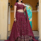 Rajwada Wine Georgette Embellished Semi Stitched Lehenga With Unstitched Blouse For Women