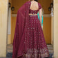 Rajwada Wine Georgette Embellished Semi Stitched Lehenga With Unstitched Blouse For Women