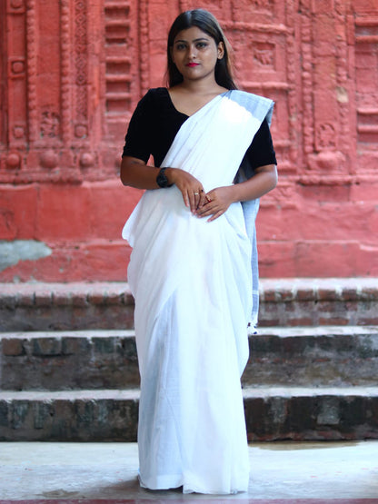 Rajwada White Cotton  Saree  With Unstitched Blouse for Women