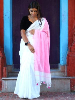 Rajwada White Cotton  Saree  With Unstitched Blouse for Women