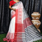 Rajwada White Cotton Saree With Unstitched Blouse For Women