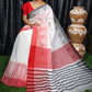Rajwada White Cotton Saree With Unstitched Blouse For Women