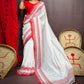Rajwada White Cotton  Saree With Unstitched Blouse For Women