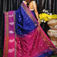 Rajwada Royal Blue Silk Blend Saree with Unstitched Blouse For Women