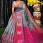 Rajwada Grey Silk Blend Saree with Unstitched Blouse For Women