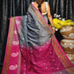 Rajwada Grey Silk Blend Saree with Unstitched Blouse For Women