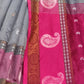 Rajwada Grey Silk Blend Saree with Unstitched Blouse For Women