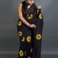 Rajwada Black Printed Cotton Saree With Unstitched Blouse For Women
