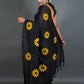 Rajwada Black Printed Cotton Saree With Unstitched Blouse For Women