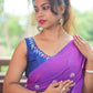 Rajwada Purple Embroidered Cotton Saree With Unstitched Blouse For Women