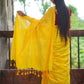 Rajwada Yellow Embroidered Cotton Saree With Unstitched Blouse For Women