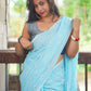 Rajwada Blue Embroidered Cotton Saree With Unstitched Blouse For Women