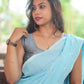 Rajwada Blue Embroidered Cotton Saree With Unstitched Blouse For Women
