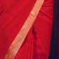 Rajwada Red Solid Cotton Saree With Unstitched Blouse for Women