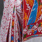 Rajwada Red Printed Cotton Saree With Unstitched Blouse for Women